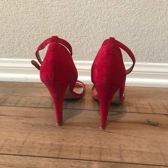 Red Suede Strappy Heels - Picture 3 of 6